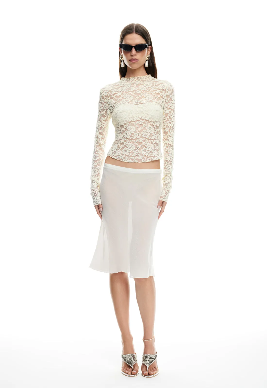 SHORELINE MIDI SKIRT - PEARL sold by Lioness product image thumbnail 3