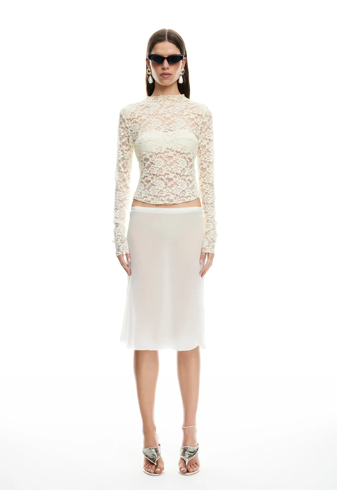 SHORELINE MIDI SKIRT - PEARL sold by Lioness product image thumbnail 2