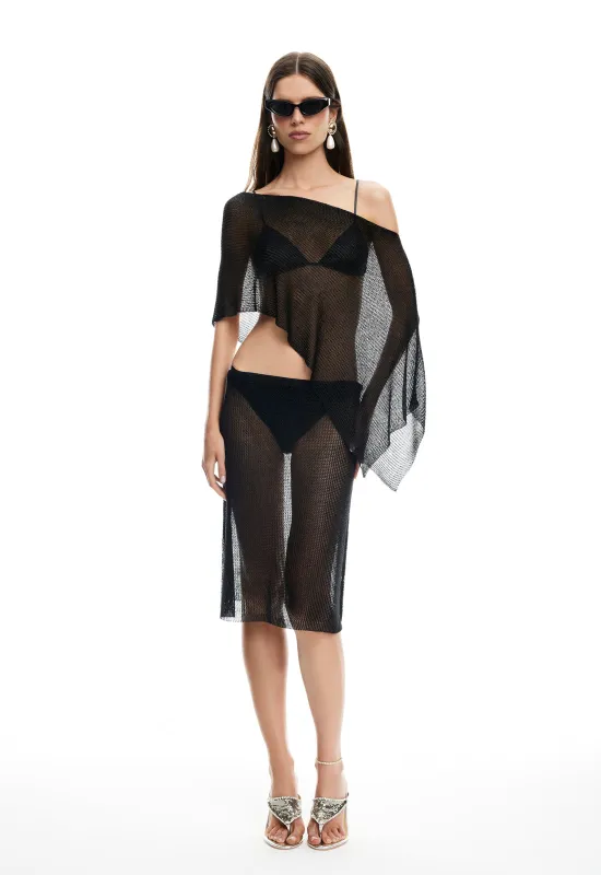 LUMINOUS MIDI SKIRT - OBSIDIAN sold by Lioness