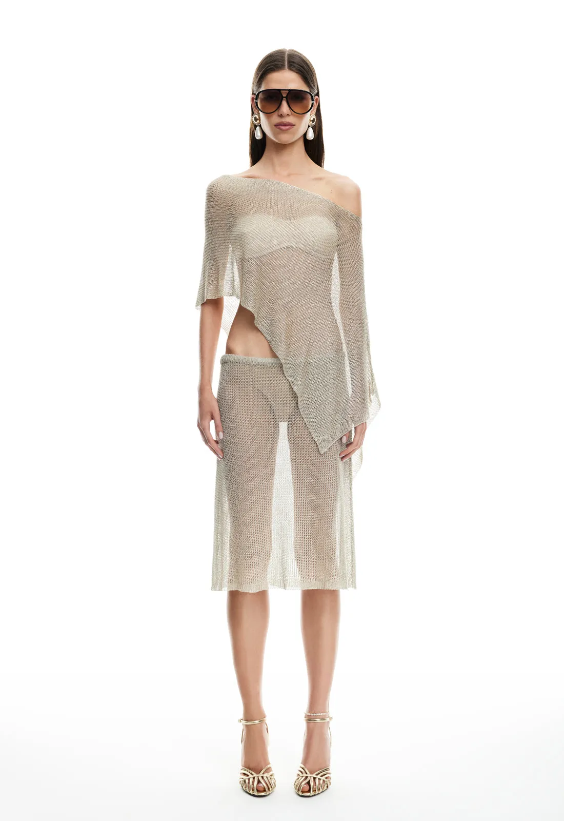 LUMINOUS MIDI SKIRT - TOPAZ sold by Lioness