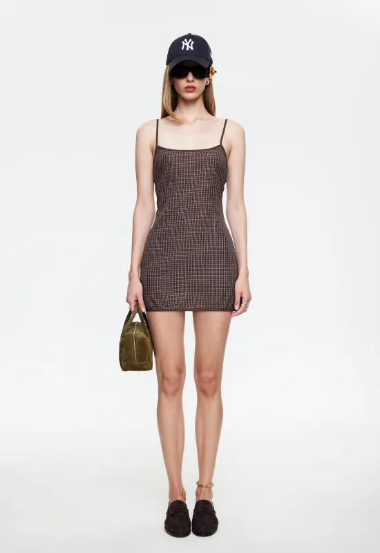 VOYAGE MINI DRESS - CHOCOLATE PLAID made by Lioness