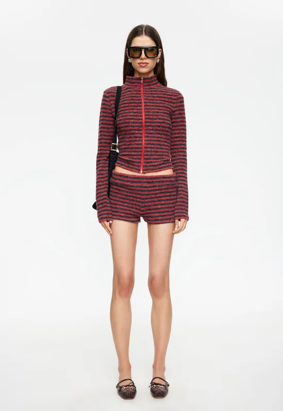 HOUSEWIFE KNIT SHORT - CRIMSON STRIPE made by Lioness
