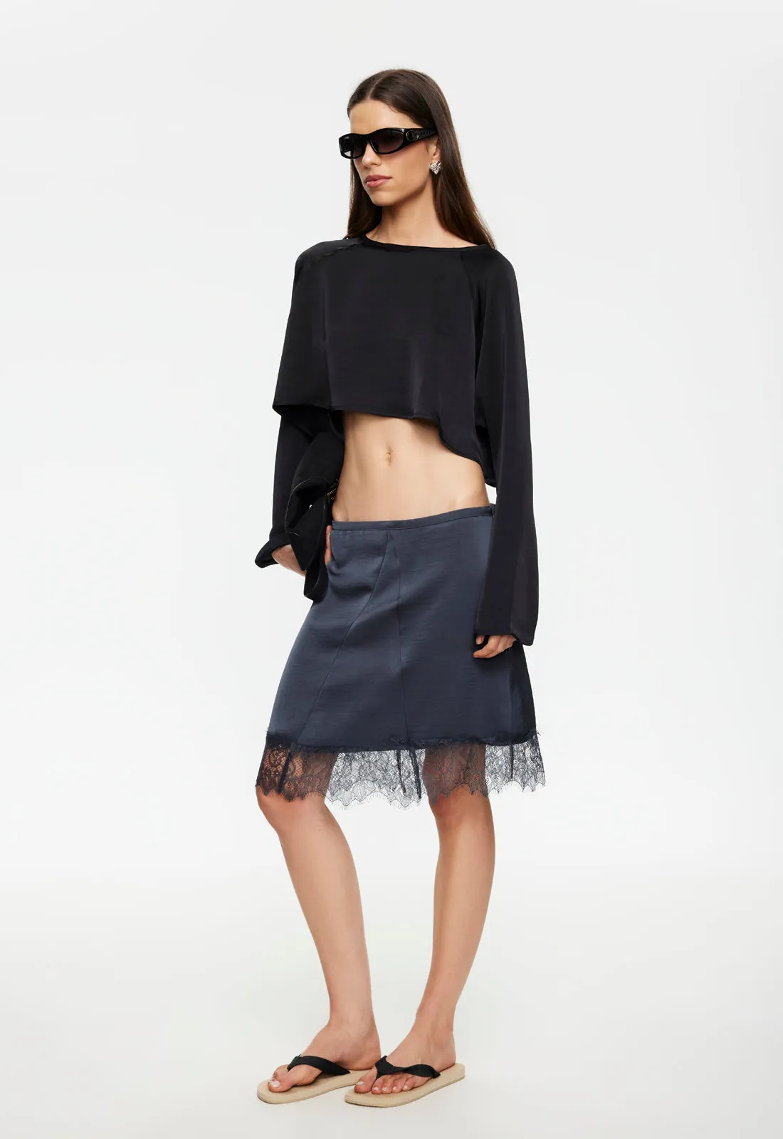 SKIN MIDI SKIRT - PETROL sold by Lioness product image thumbnail 3