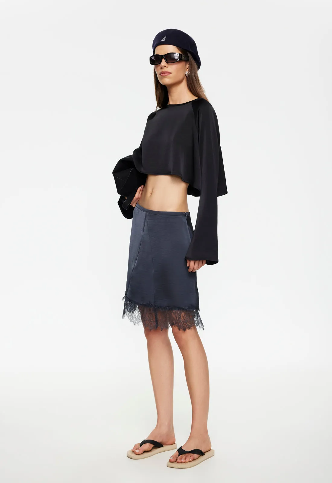 SKIN MIDI SKIRT - PETROL sold by Lioness