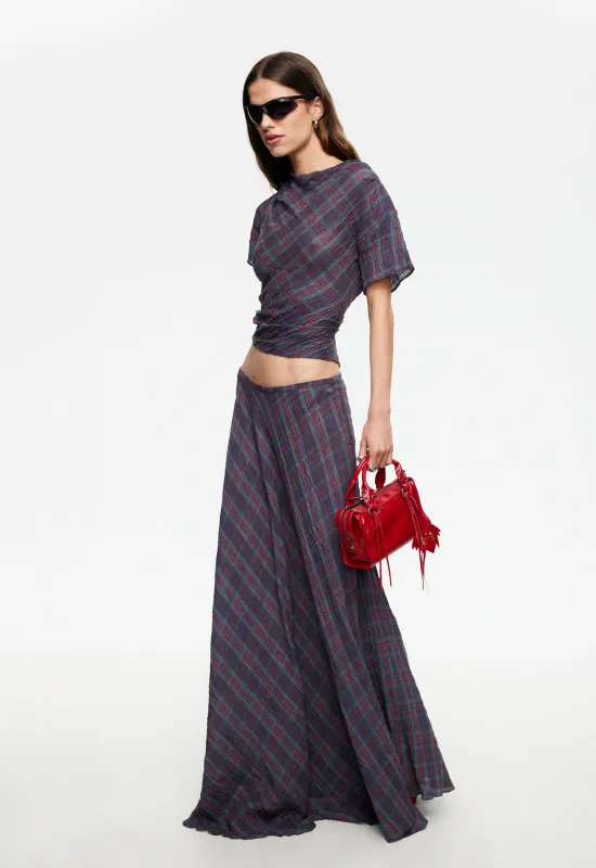HALCYON MAXI SKIRT - JADE PLAID made by Lioness