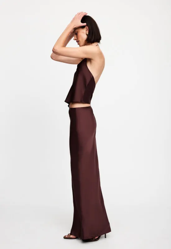 HUDSON SATIN MAXI SKIRT - GARNET sold by Lioness