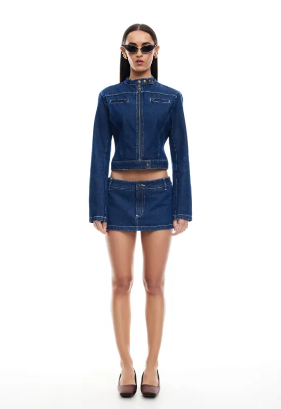 BELLA MOTO JACKET - BLUE DENIM sold by Lioness