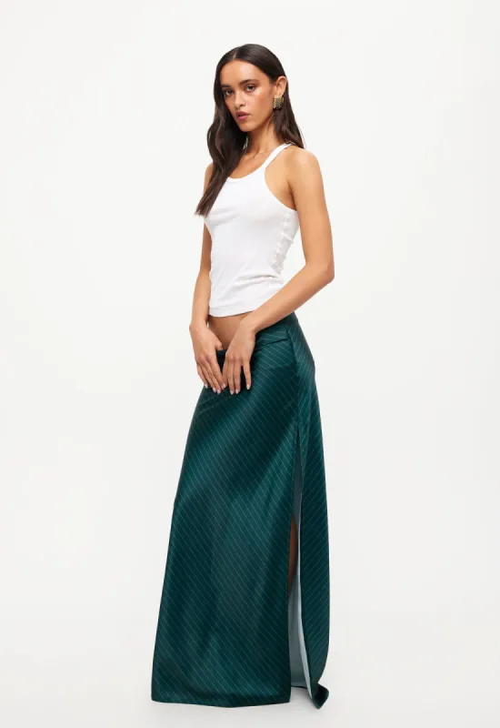 DEVON MAXI SKIRT - GREEN PINSTRIPE made by Lioness