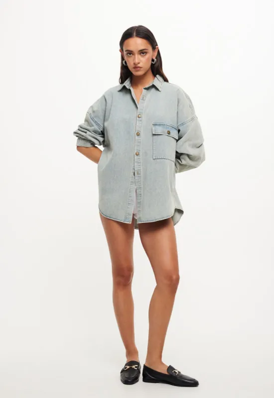 NYC BOYFRIEND SHIRT - LIGHT DENIM sold by Lioness