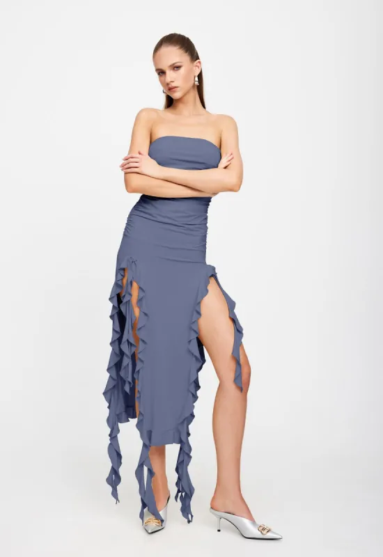 RENDEZVOUS STRAPLESS DRESS - SLATE sold by Lioness