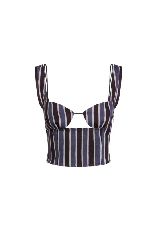 ODETTE TOP - NAVY STRIPE sold by Lioness