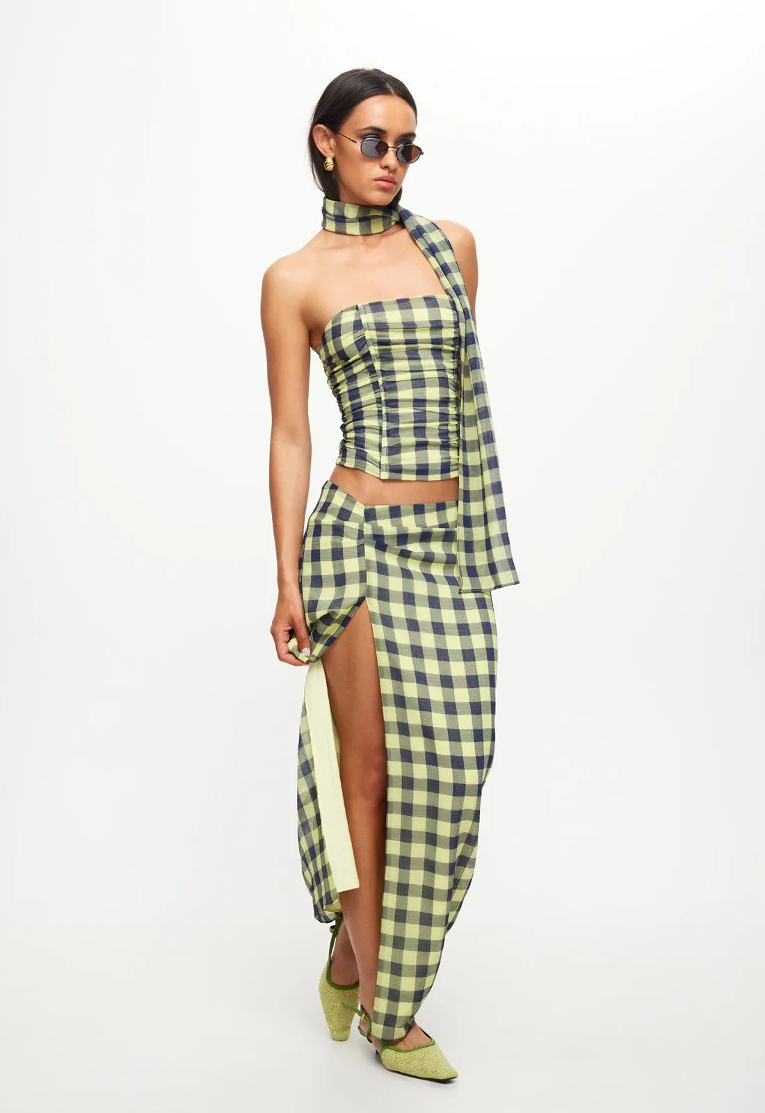 MARIAH MAXI SKIRT - NAVY CHECK sold by Lioness product image thumbnail 2