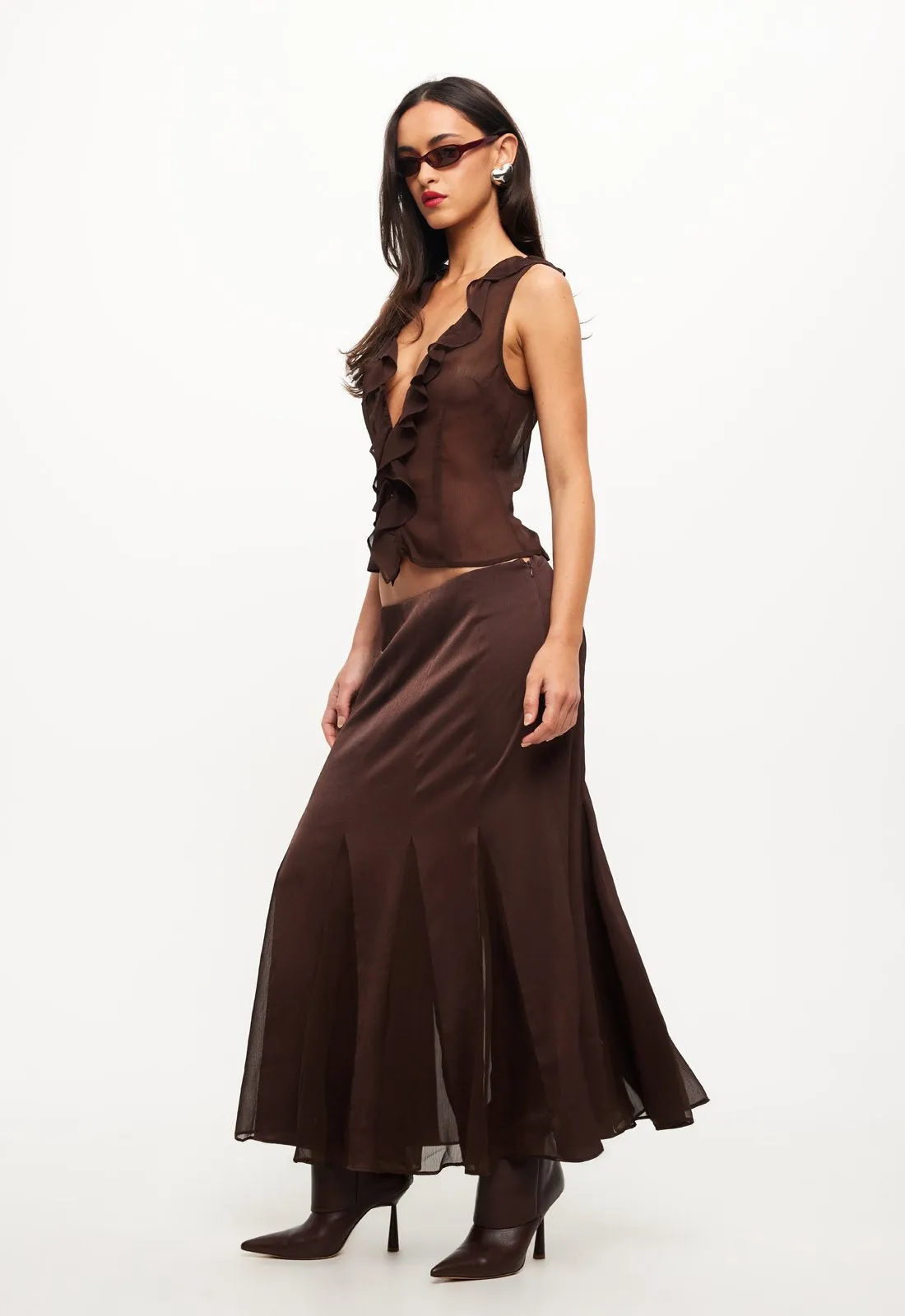 ROSE MAXI SKIRT - CHOCOLATE sold by Lioness product image thumbnail 2