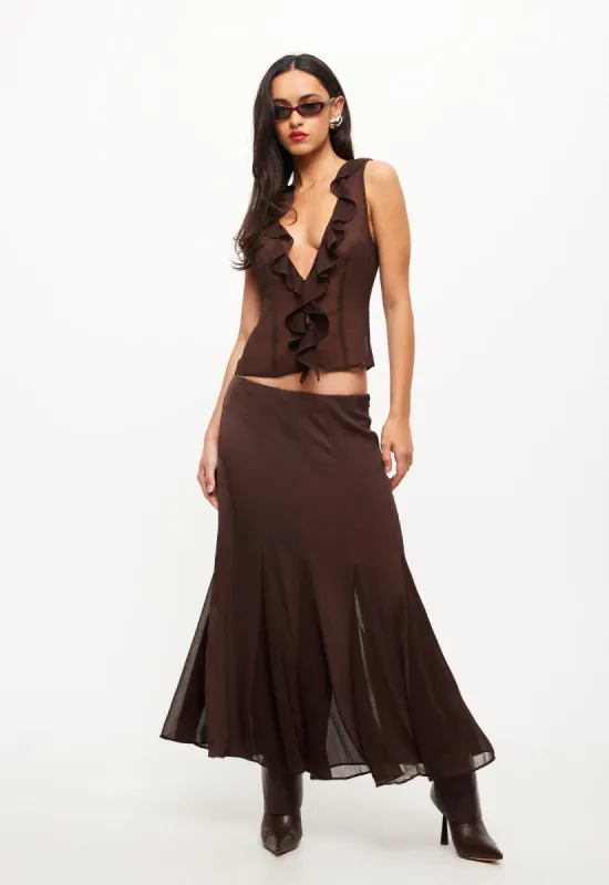 ROSE MAXI SKIRT - CHOCOLATE sold by Lioness