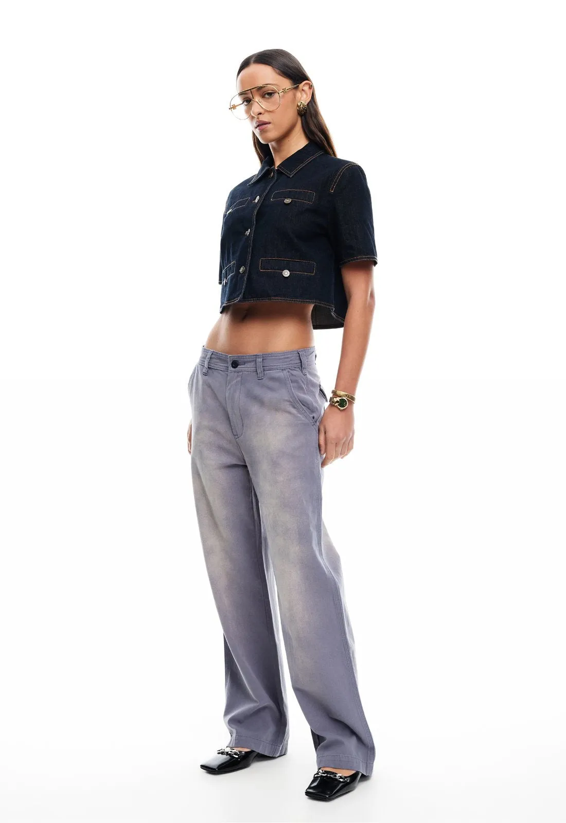 HALSTON DENIM TOP - DARK DENIM sold by Lioness product image thumbnail 3
