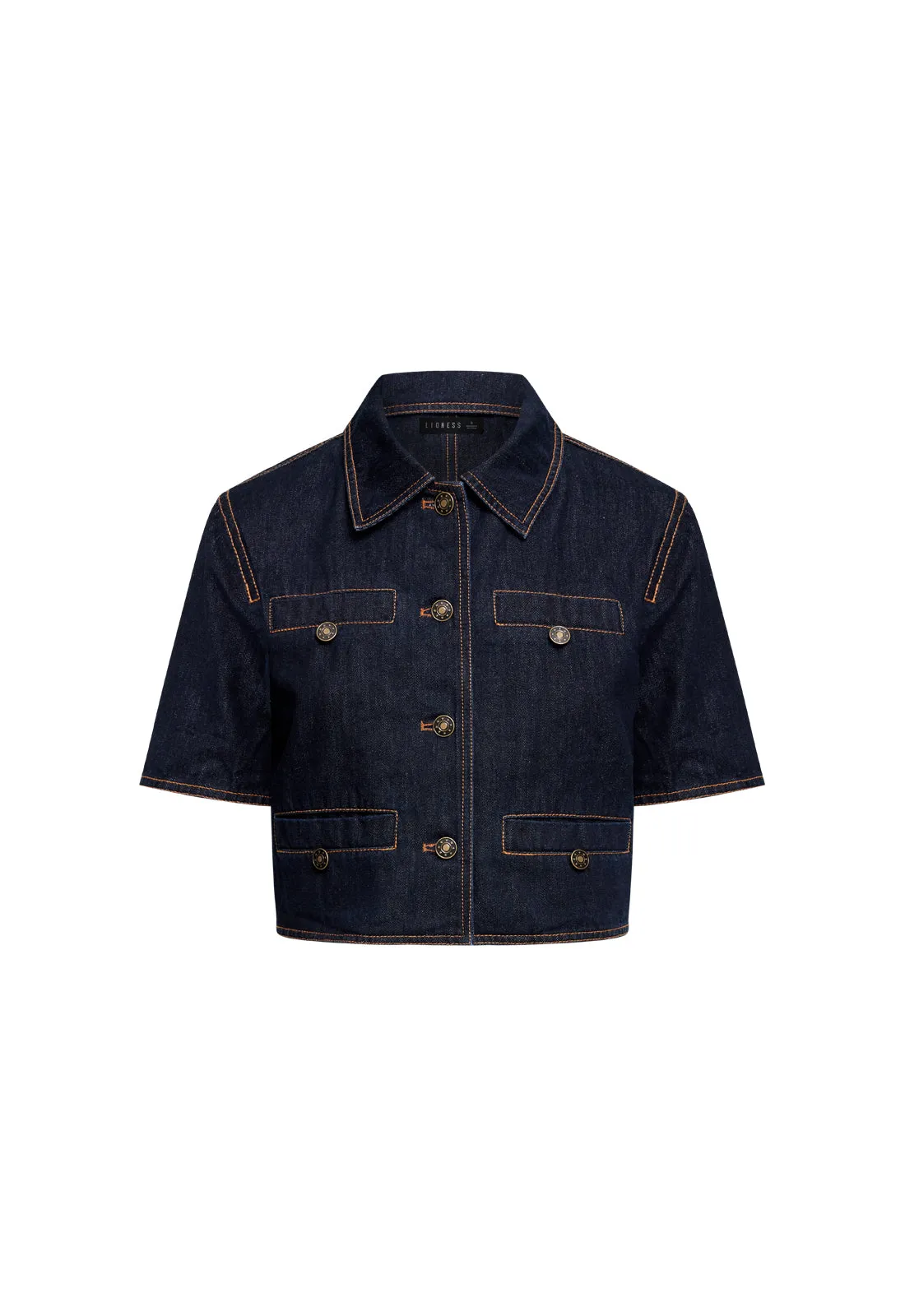 HALSTON DENIM TOP - DARK DENIM sold by Lioness product image thumbnail 5