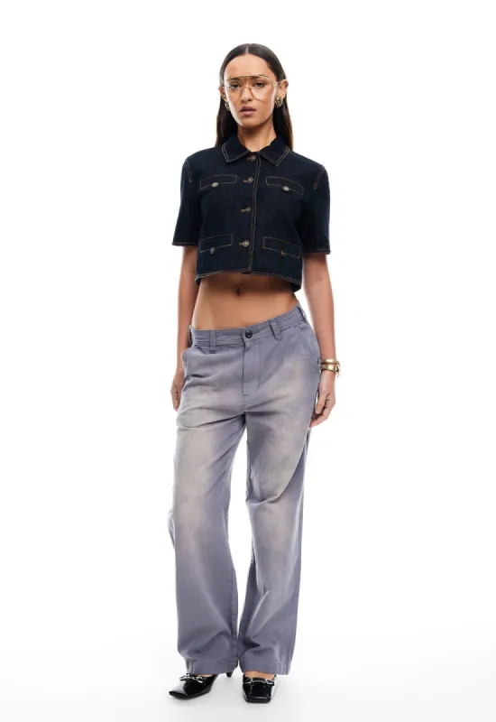HALSTON DENIM TOP - DARK DENIM sold by Lioness