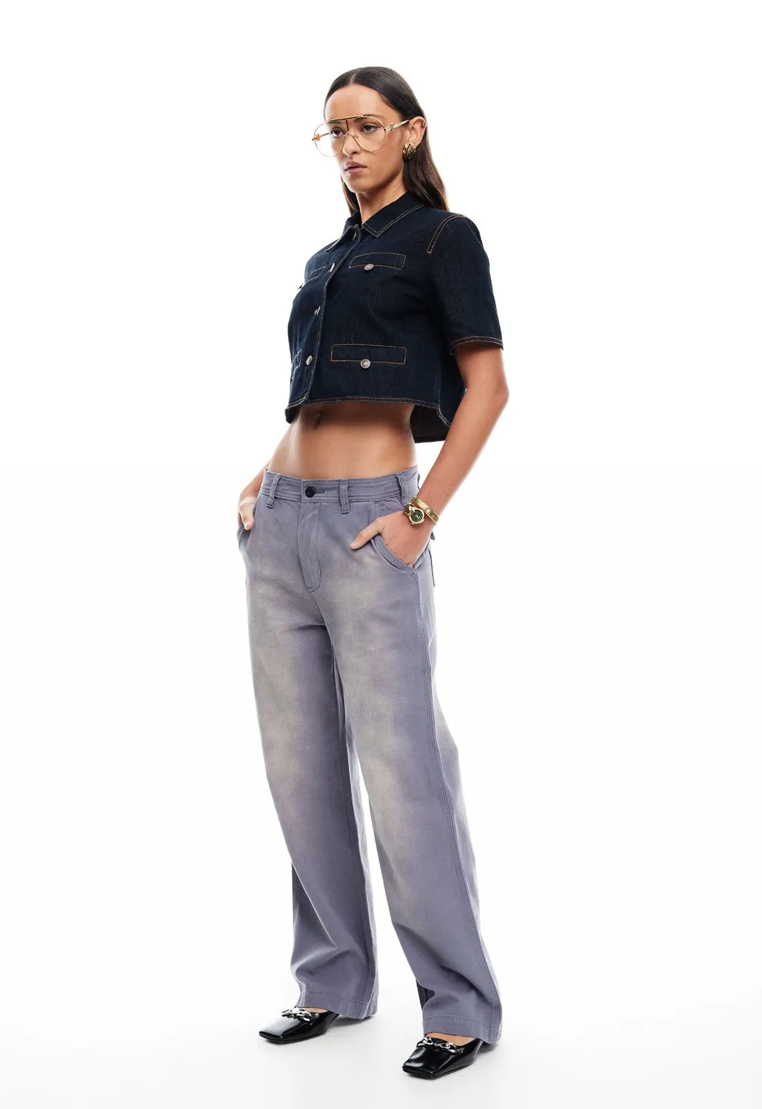 HALSTON DENIM TOP - DARK DENIM sold by Lioness product image thumbnail 2