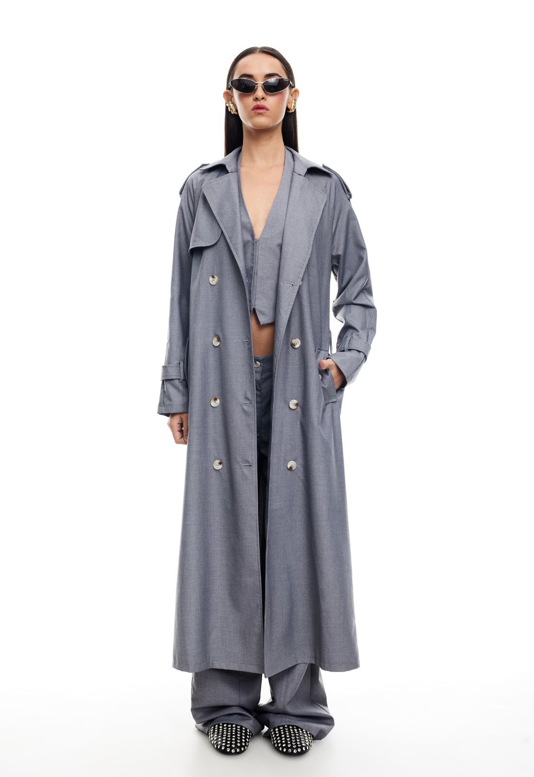 TRENCHEROUS COAT - SLATE sold by Lioness