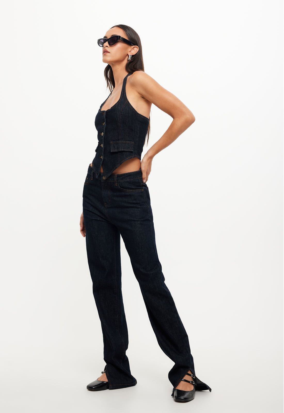 NYC HALTER TOP - DARK DENIM sold by Lioness product image thumbnail 2