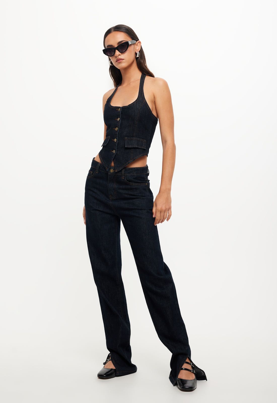 NYC HALTER TOP - DARK DENIM sold by Lioness product image thumbnail 3