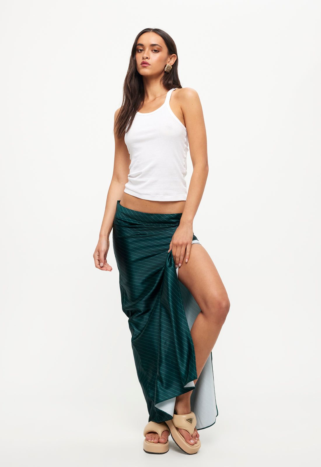 DEVON MAXI SKIRT - GREEN PINSTRIPE sold by Lioness product image thumbnail 2