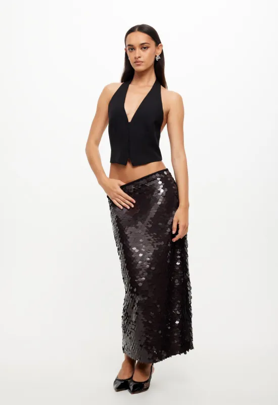 NIGHT RIDER MIDI SKIRT - ONYX sold by Lioness