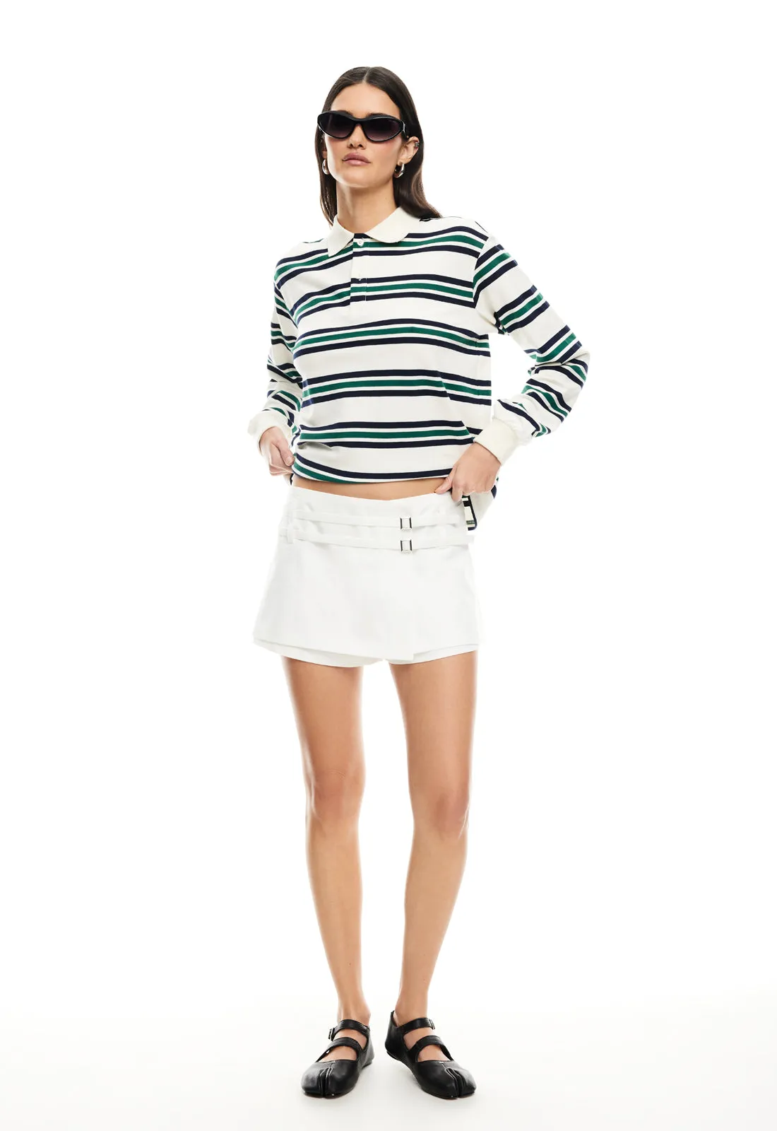 LEISURE LONG SLEEVE POLO - IVORY MOSS sold by Lioness product image thumbnail 3