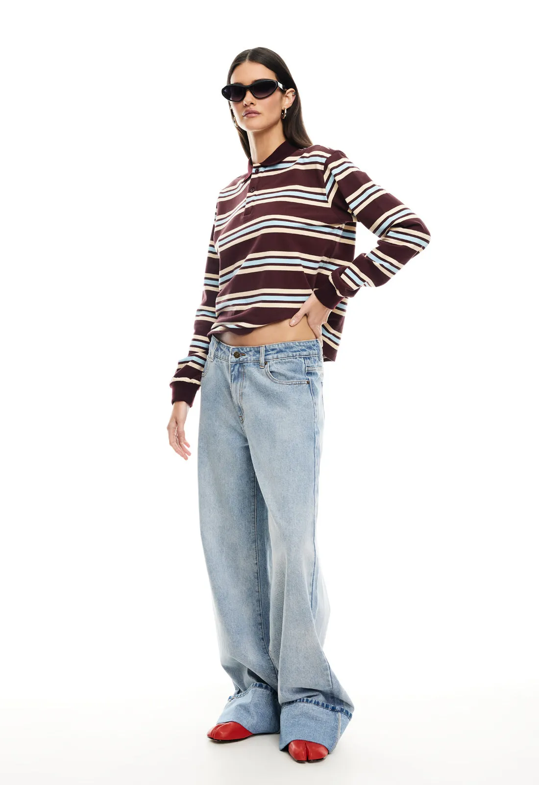 LEISURE LONG SLEEVE POLO - CHOCOLATE MULTI sold by Lioness product image thumbnail 5