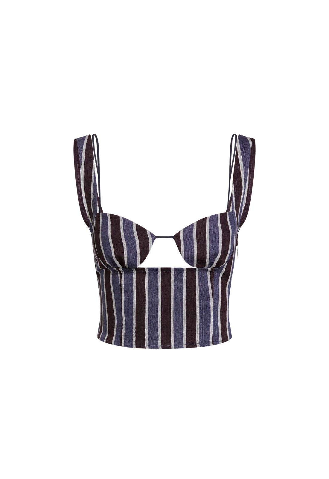 ODETTE TOP - NAVY STRIPE sold by Lioness