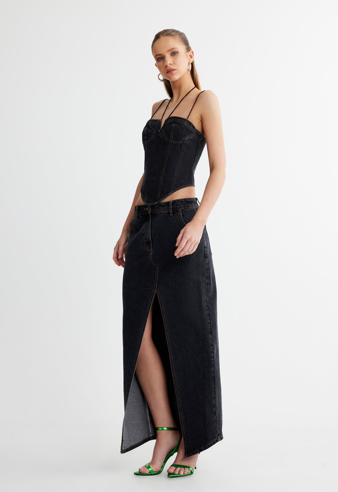 BARBIE SPLIT MIDI - CHARCOAL sold by Lioness product image thumbnail 3