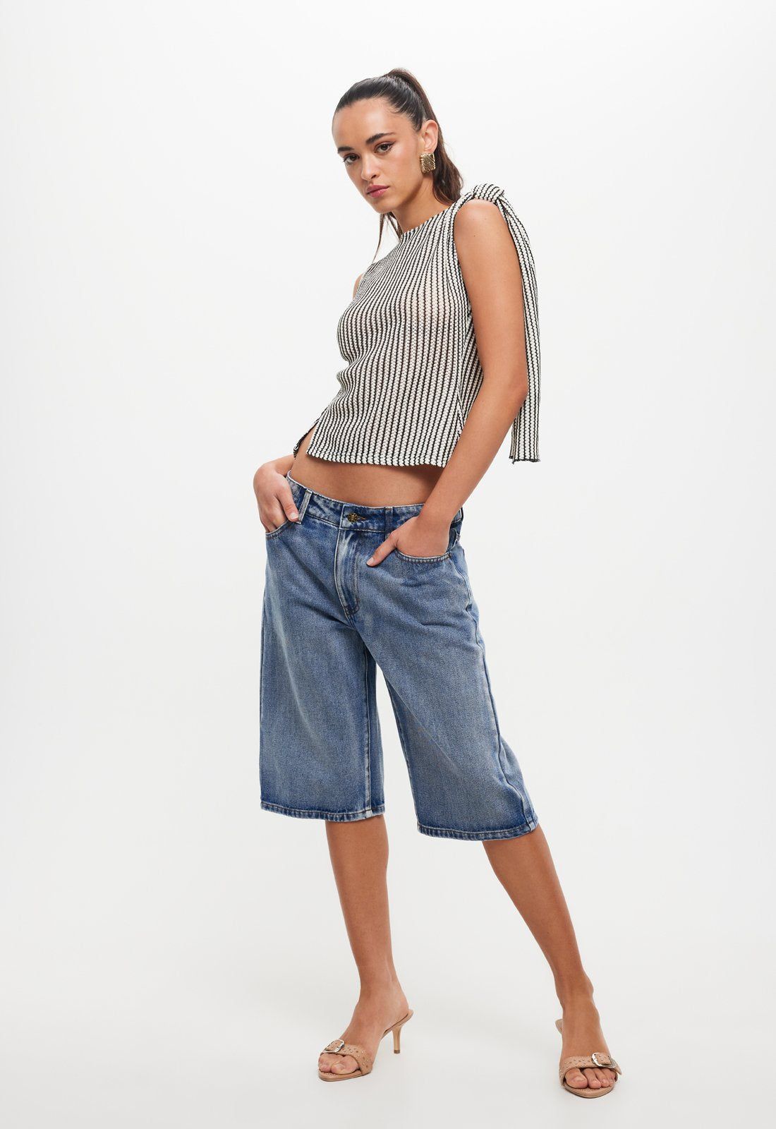 TRANQUIL TOP - WHITE STRIPE sold by Lioness