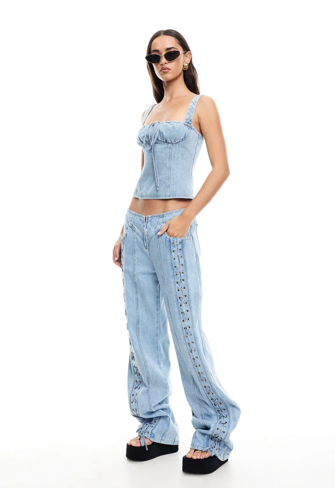 DAYDREAM TIE UP JEANS - CLASSIC DENIM sold by Lioness product image thumbnail 3
