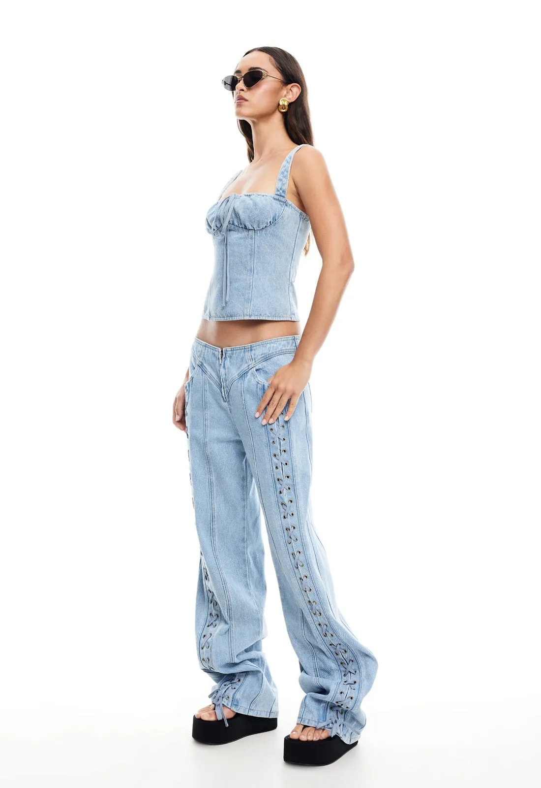 DAYDREAM TIE UP JEANS - CLASSIC DENIM sold by Lioness product image thumbnail 4