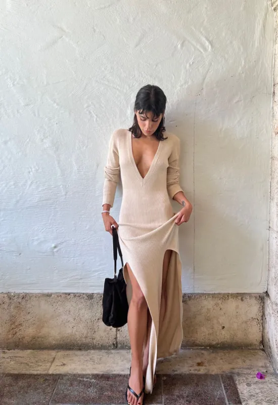 OPULENCE MAXI DRESS - BEIGE sold by Lioness