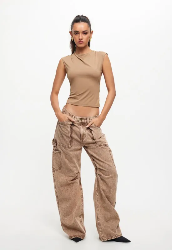 UNO TIE TOP - TAUPE sold by Lioness