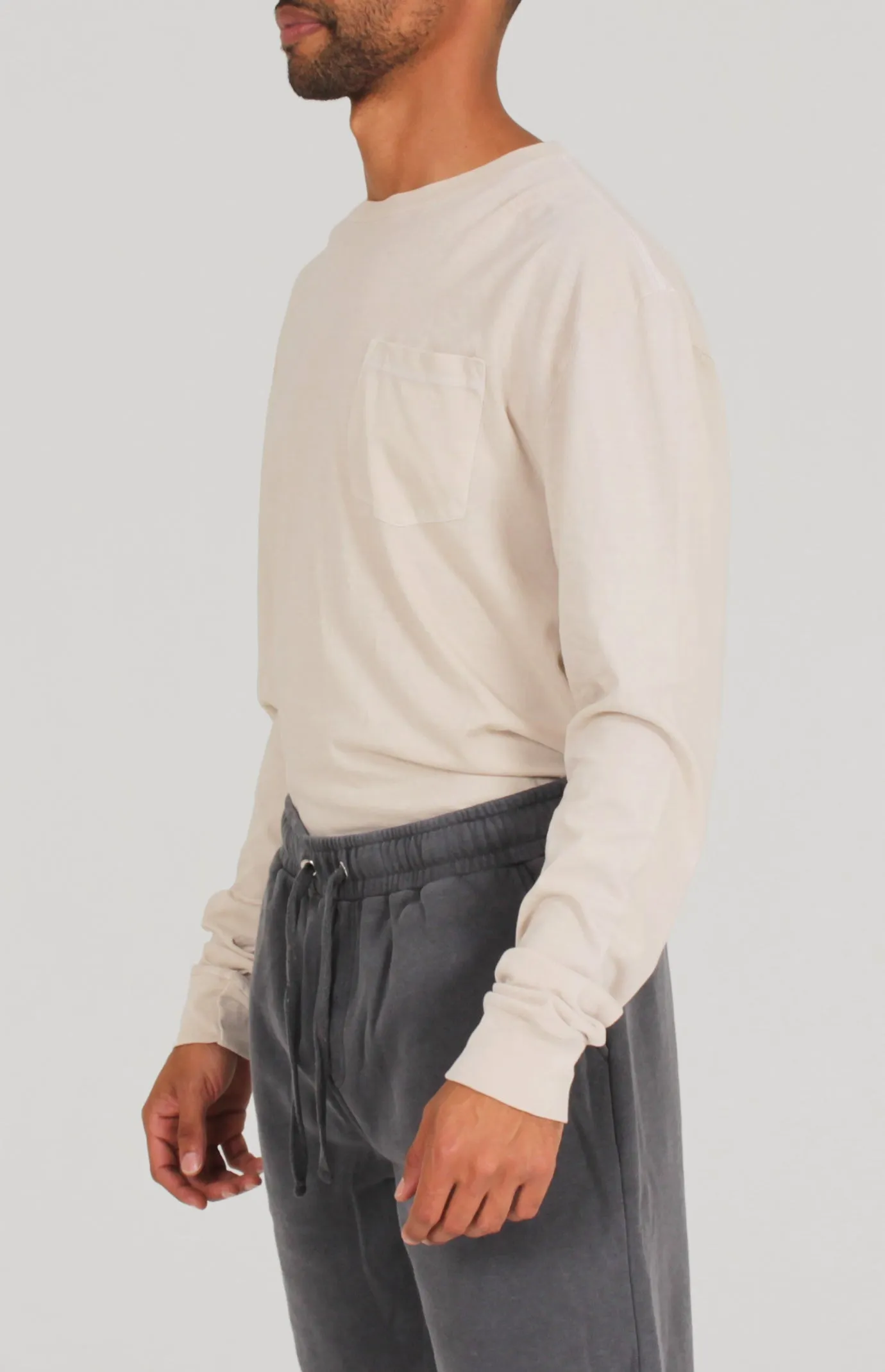 Pigment Dye Long Sleeve Tee | Stone sold by Lira