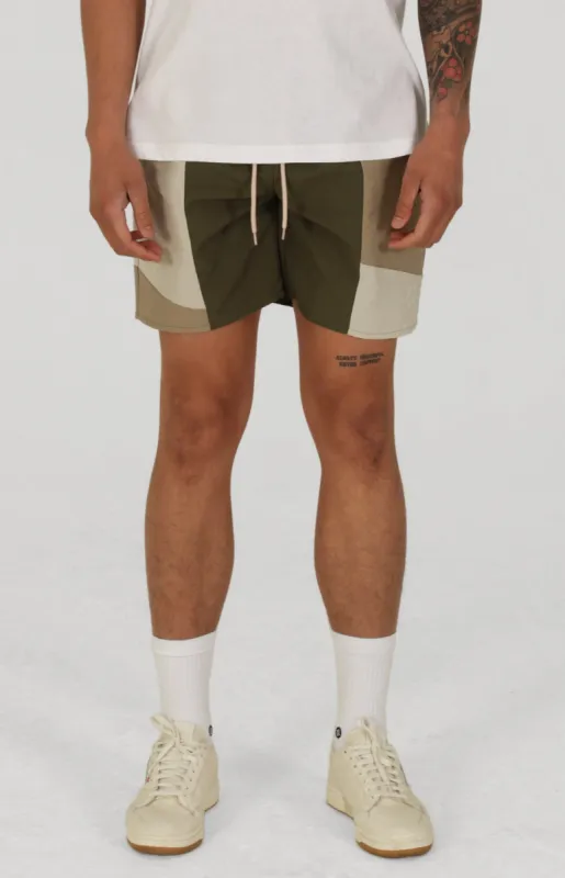 Gaston Paneled Nylon Short | Olive sold by Lira