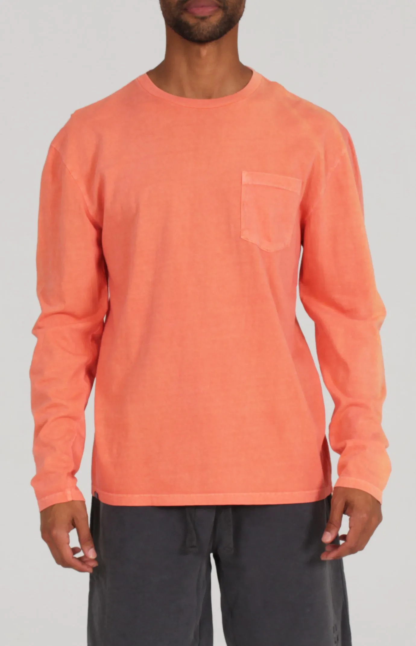 Pigment Dye Long Sleeve Tee | Coral sold by Lira