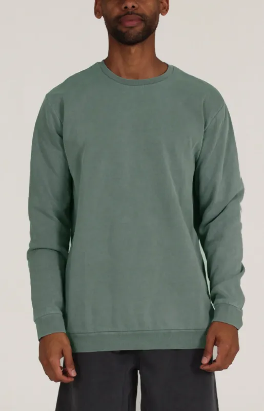 Pigment Dye Crew Fleece | Emerald sold by Lira