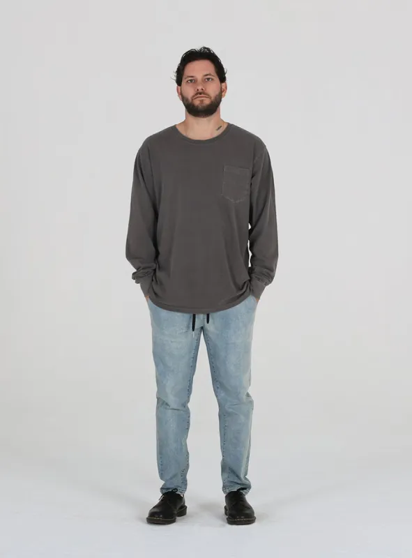 Pigment Dye Long Sleeve Tee | Black sold by Lira