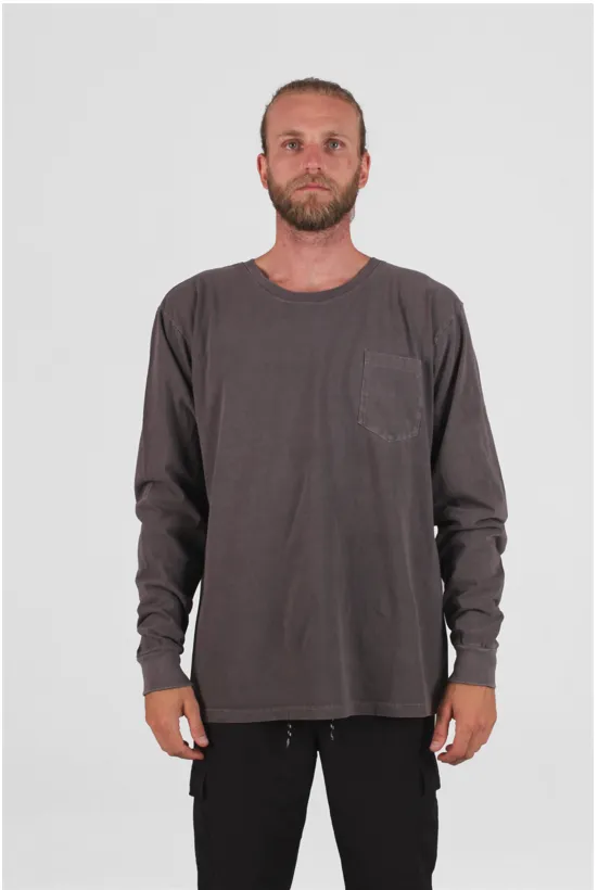 Pigment Dye Long Sleeve Tee | Zinc sold by Lira