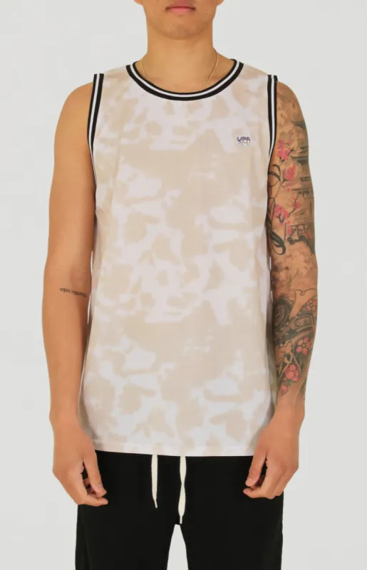 Onslow Tie Dye Mesh Tank | Khaki sold by Lira