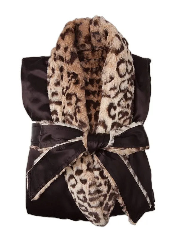 Luxe™ Satin Leopard Robe with Plush Luxe Ultra Soft Interior sold by Little Giraffe