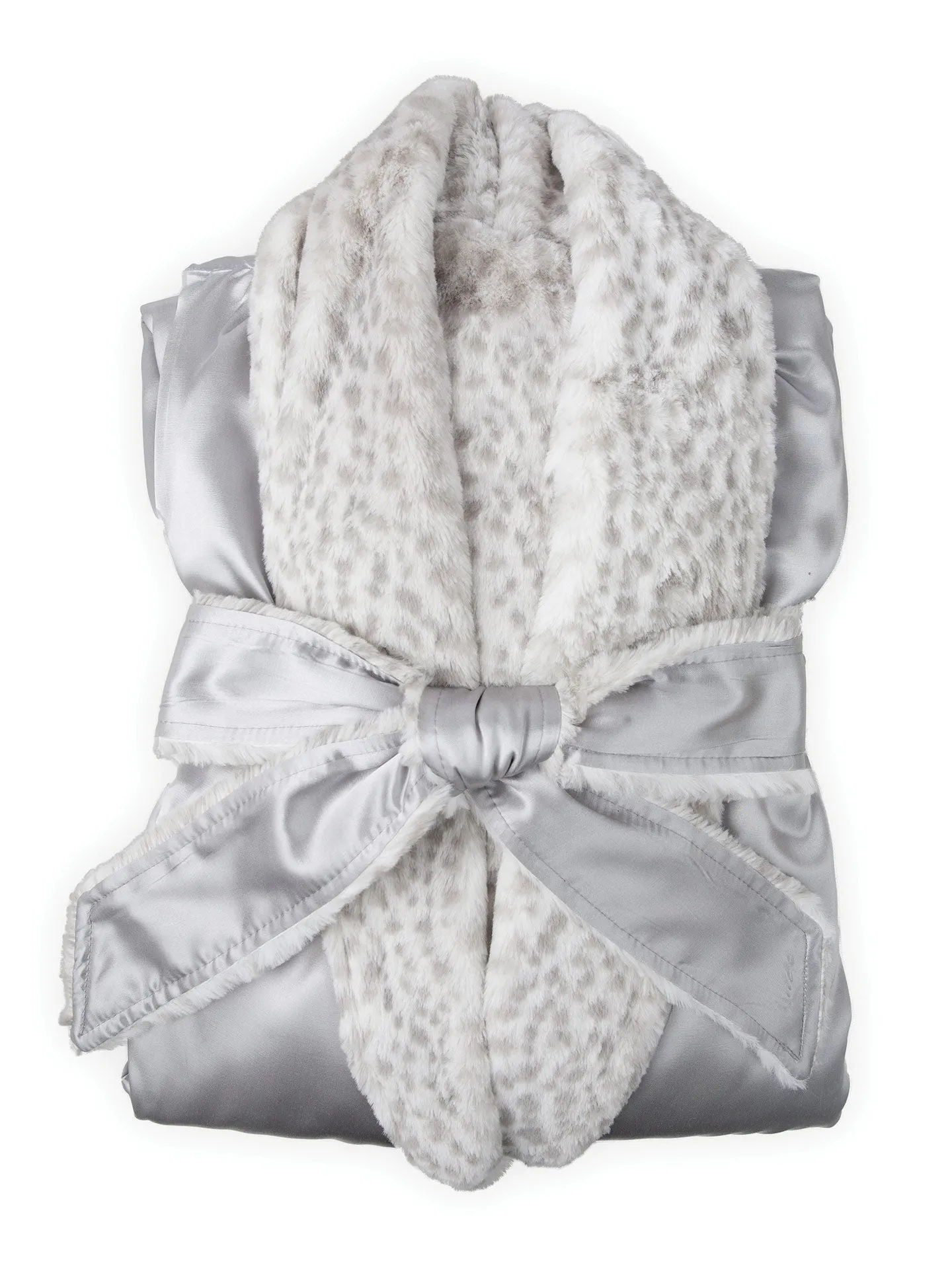 Luxe™ Satin Snow Leopard Robe (Sale) sold by Little Giraffe