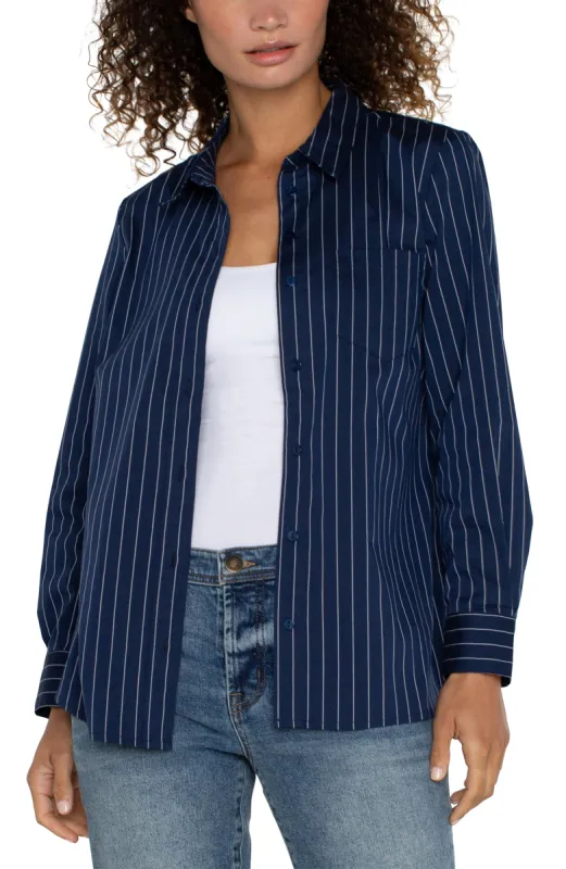 PETITE CLASSIC BUTTON FRONT POPLIN SHIRT sold by Liverpool Jeans Company