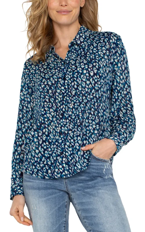 BUTTON UP WOVEN BLOUSE sold by Liverpool Jeans Company