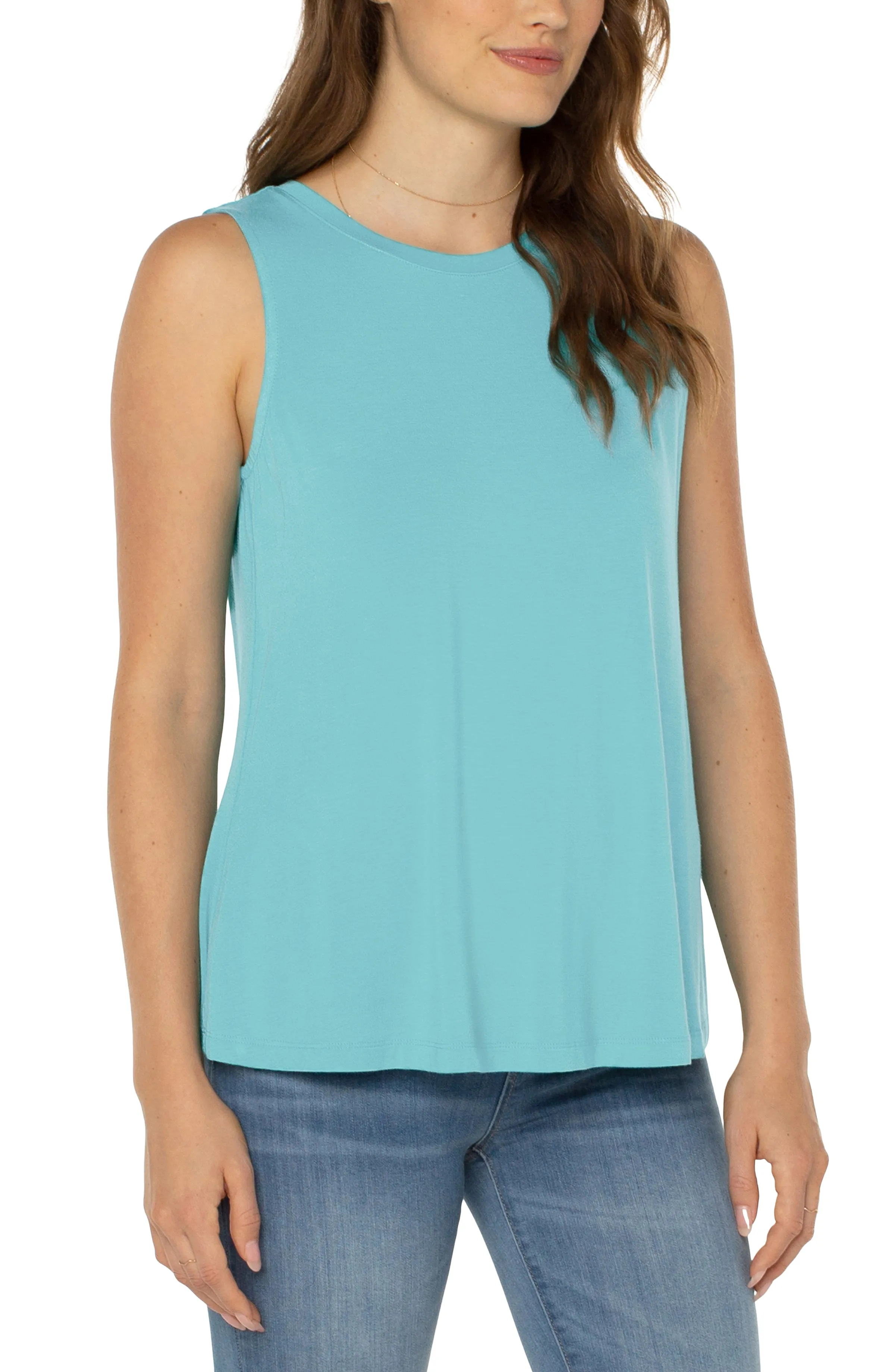 SLEEVELESS SCOOP NECK TANK sold by Liverpool Jeans Company
