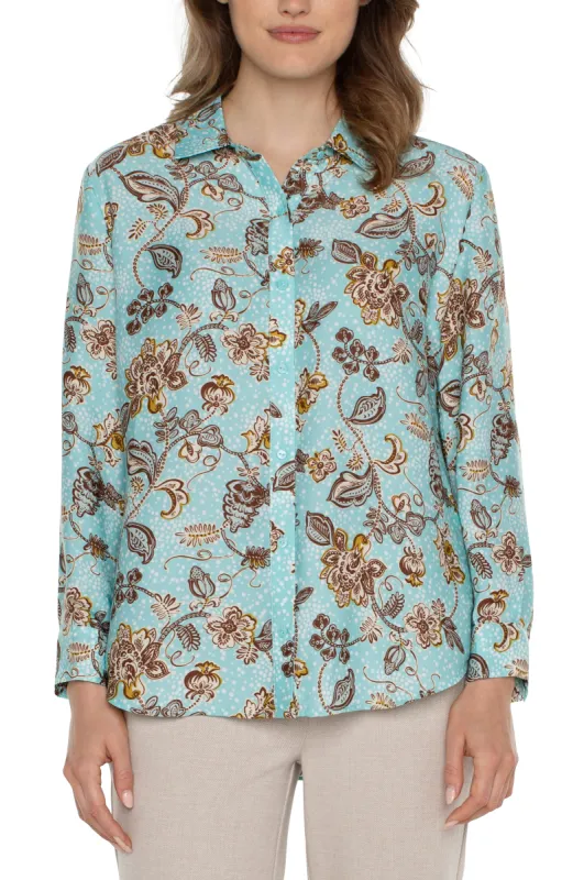 BUTTON UP WOVEN BLOUSE sold by Liverpool Jeans Company