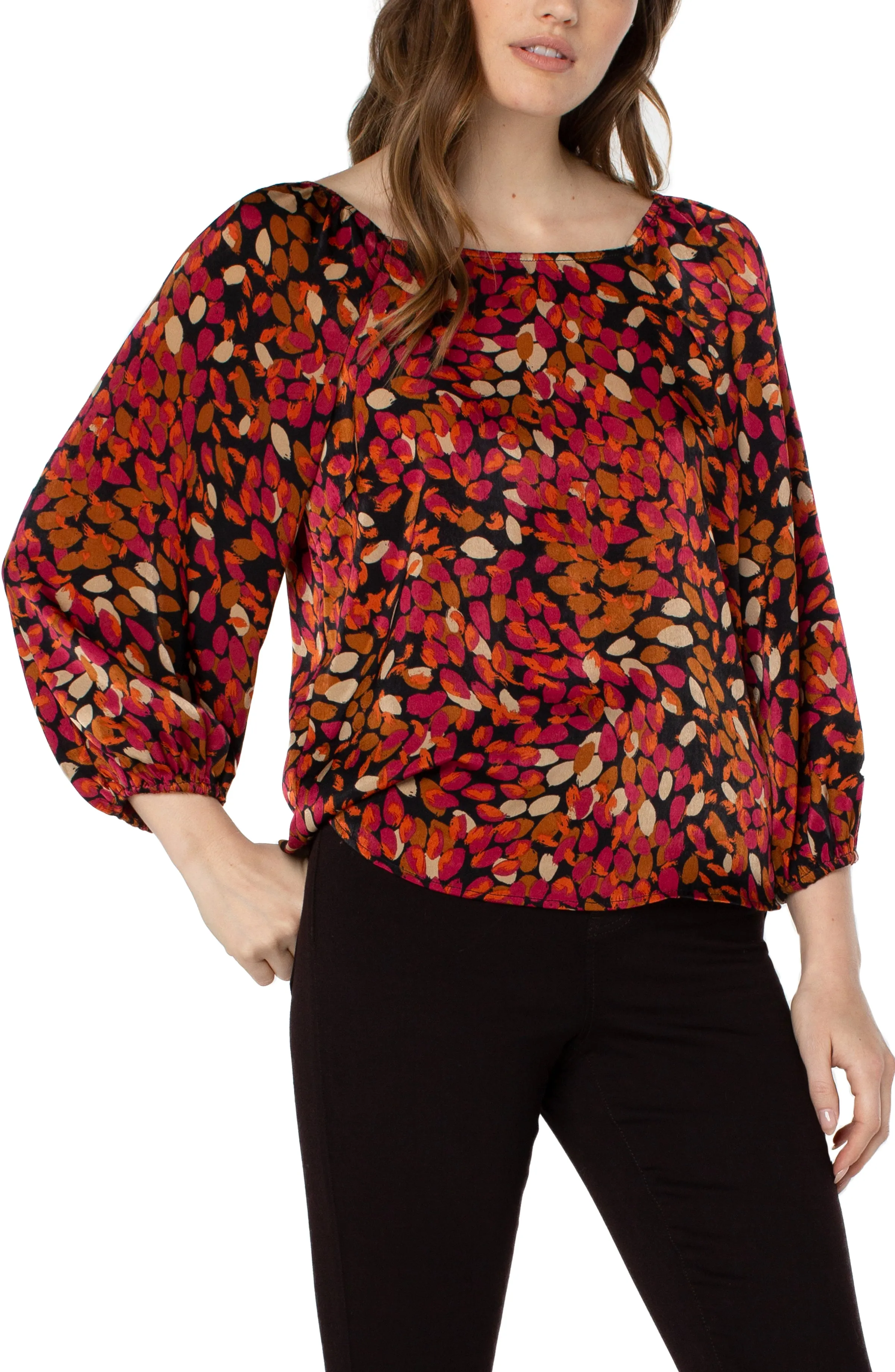 PETITE 3/4 PUFF SLEEVE SQUARE NECK TOP sold by Liverpool Jeans Company product image thumbnail 3